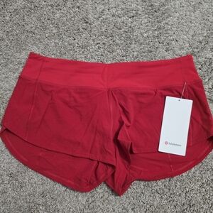 NWT Lululemon Speed UP Women's Red Shorts